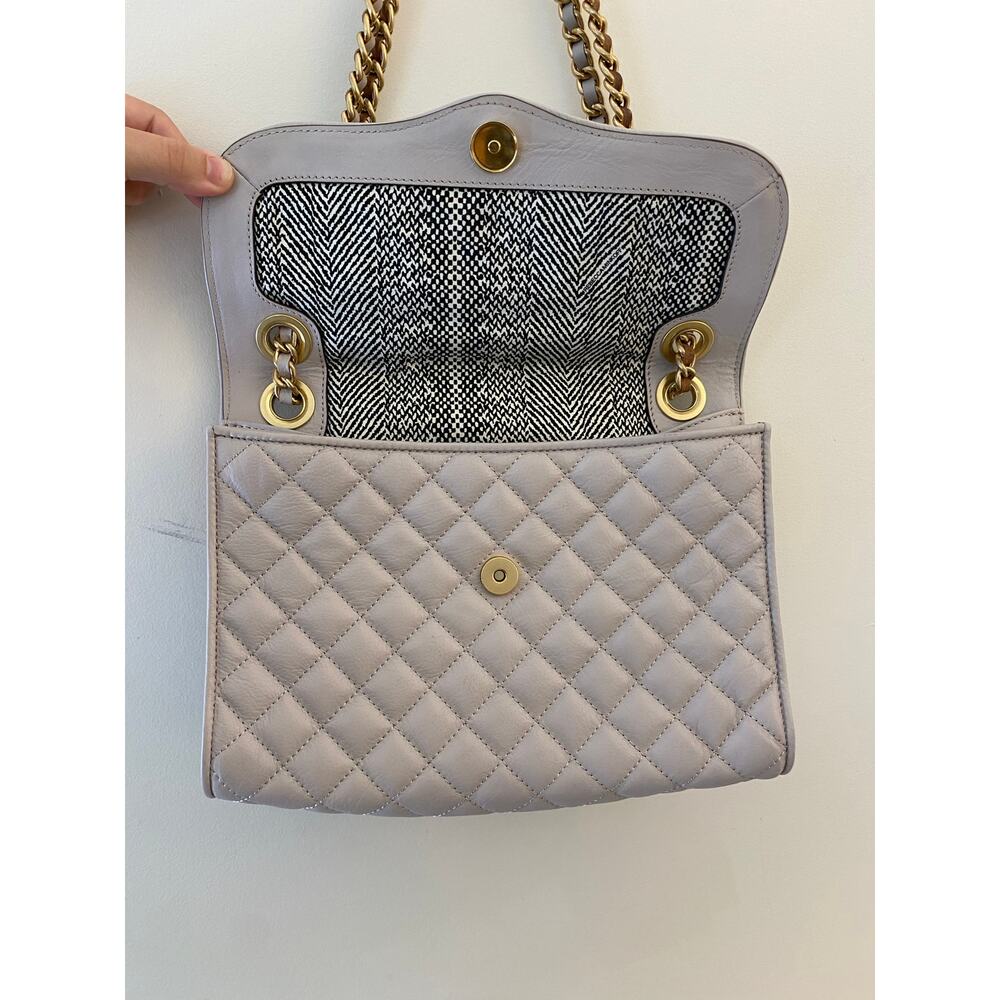Rebecca Minkoff Crossbody Purse Bag Gray Beige Velvet Chain Quilted Affair Work - Picture 6 of 12